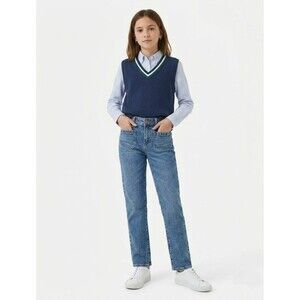 Crewcuts Girls 12 Straight Leg Jeans Adjustable Waist Medium Wash NWT